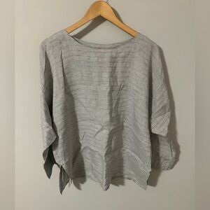 Idillio Positano Women’s 100% Linen Shirt 3/4 Sleeve Back Button Blouse Large